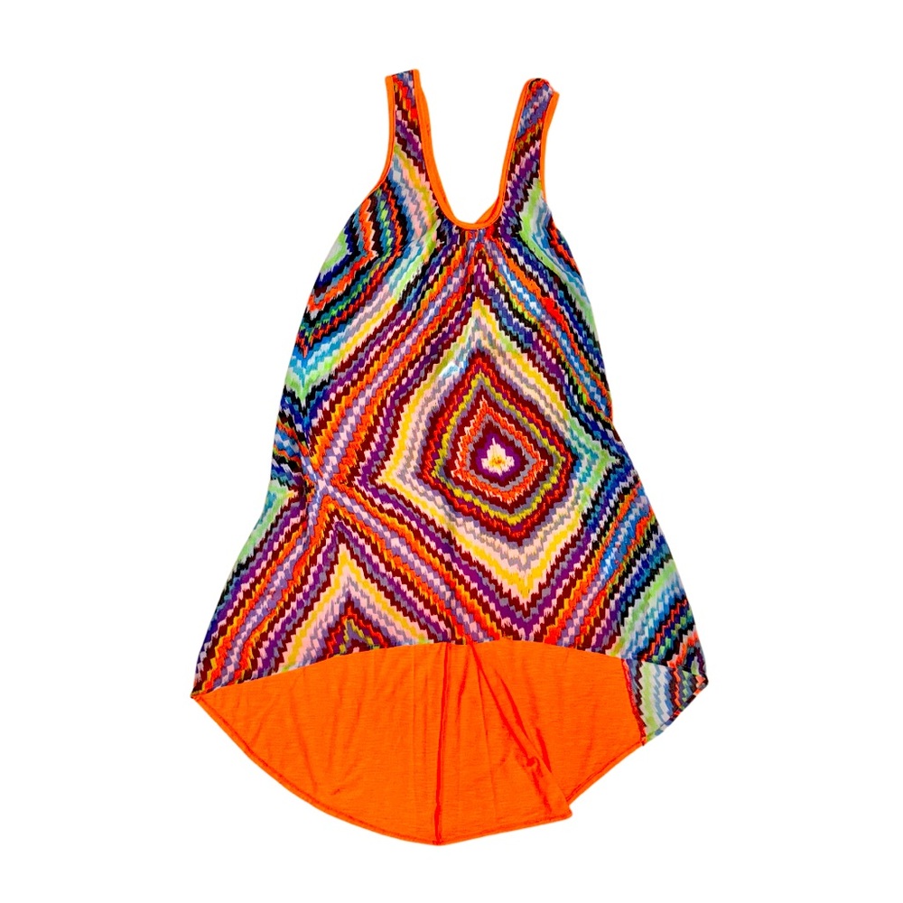 Miken from Foxy’s Josh van Dyke swimsuit coverup neon orange hi lo